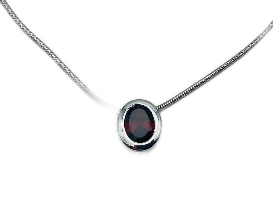 Anhänger & Ohrringe mit echtem Granat - Set | Silber