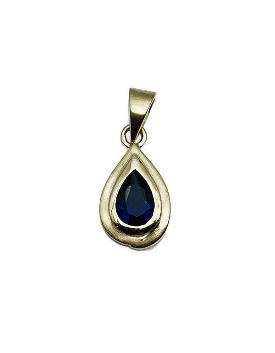 Anhänger mit blauem Safir synth.| Gold
