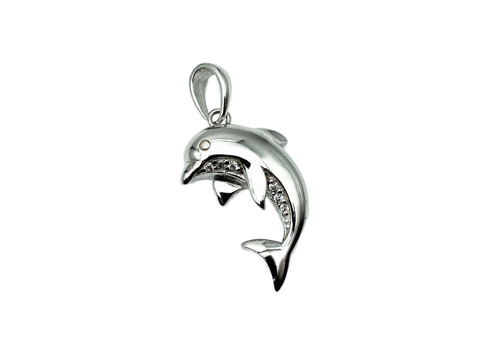 Anhaenger Delfin mit Zirkonia | Silber