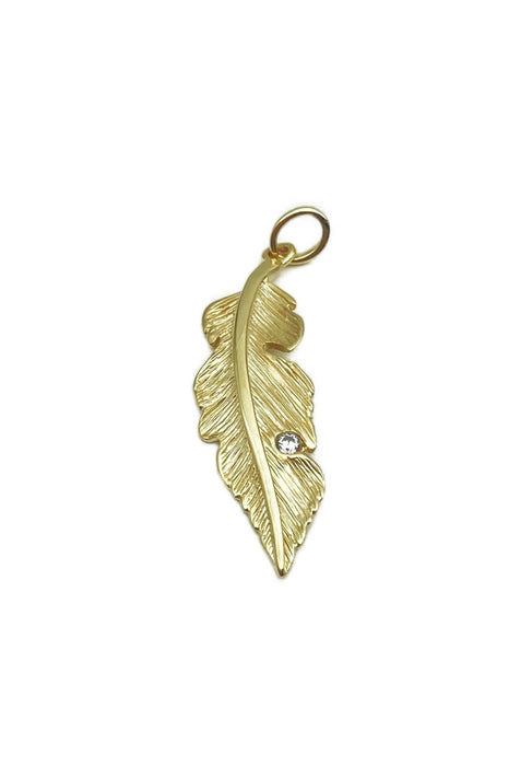 Anhaenger Feder mit Zirkonia | Gold
