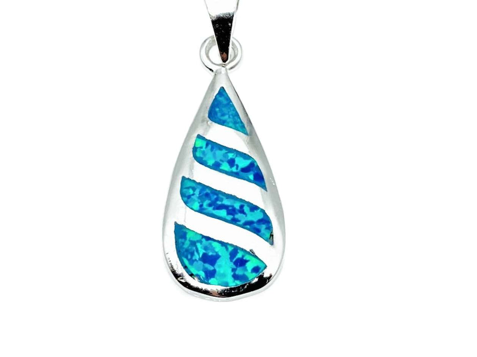 Anhänger in Tropfenform mit blauem Opal | Silber