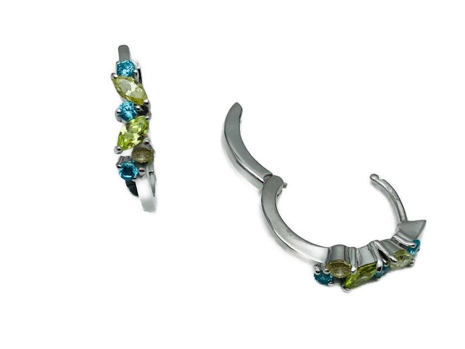 Creolen mit Blautopas,Peridot und Zirkonia | Silber
