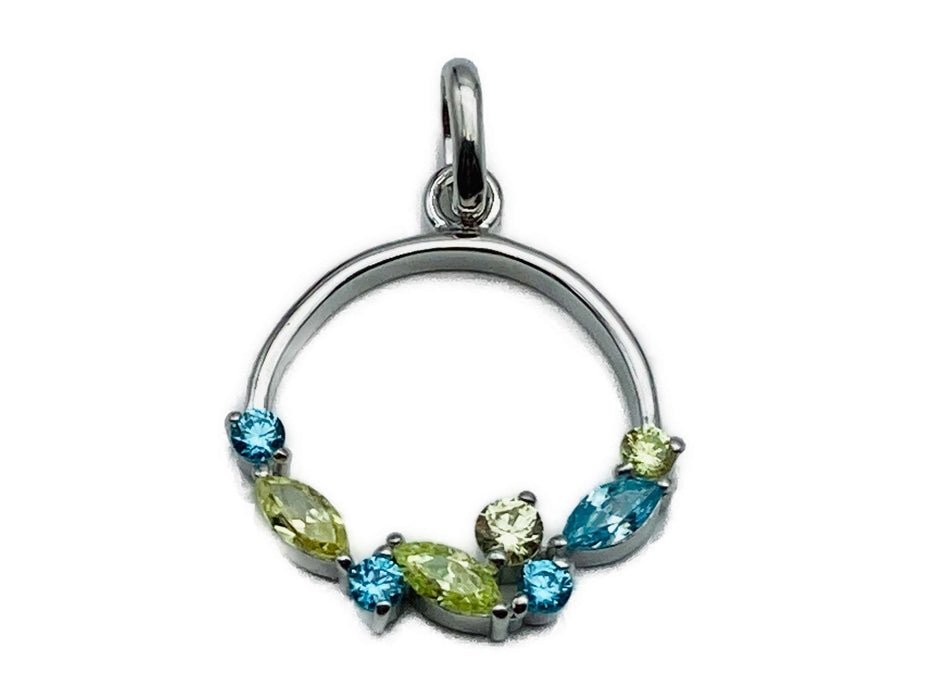 Anhänger mit Blautopas,Peridot und Zirkonia | Silber