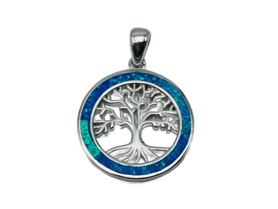 Anhänger Baum des Lebens mit syn. Opal | Silber