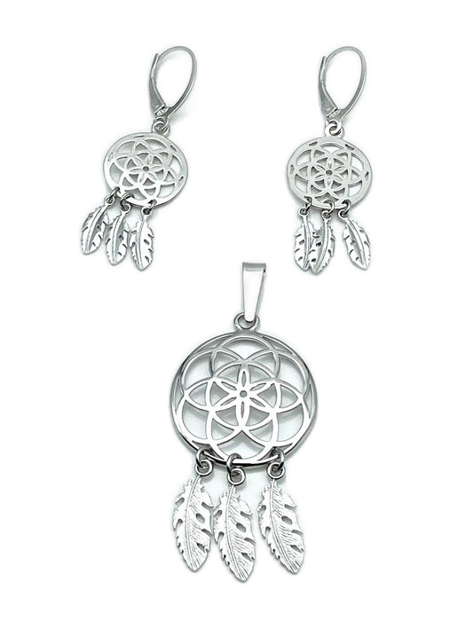 Anhänger Traumfänger mit Federn | Silber