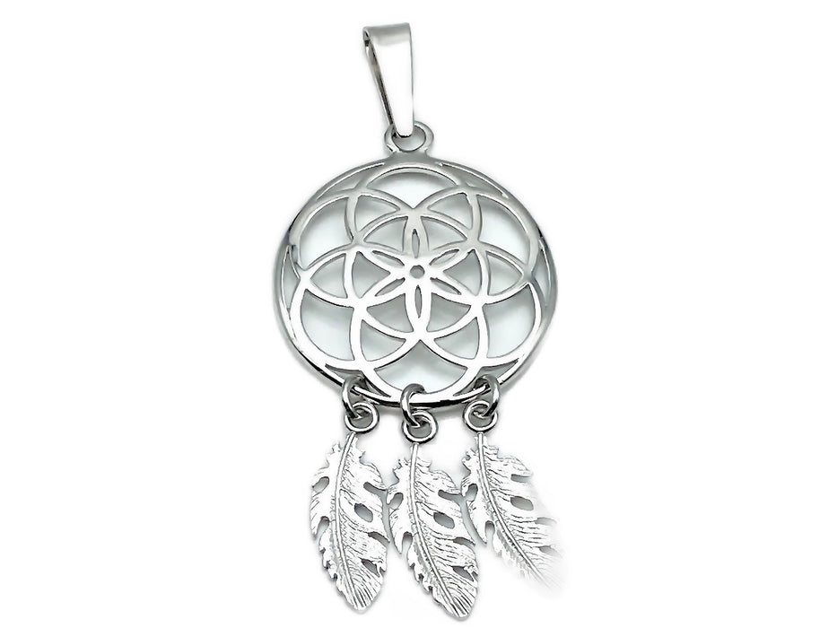 Anhänger Traumfänger mit Federn | Silber