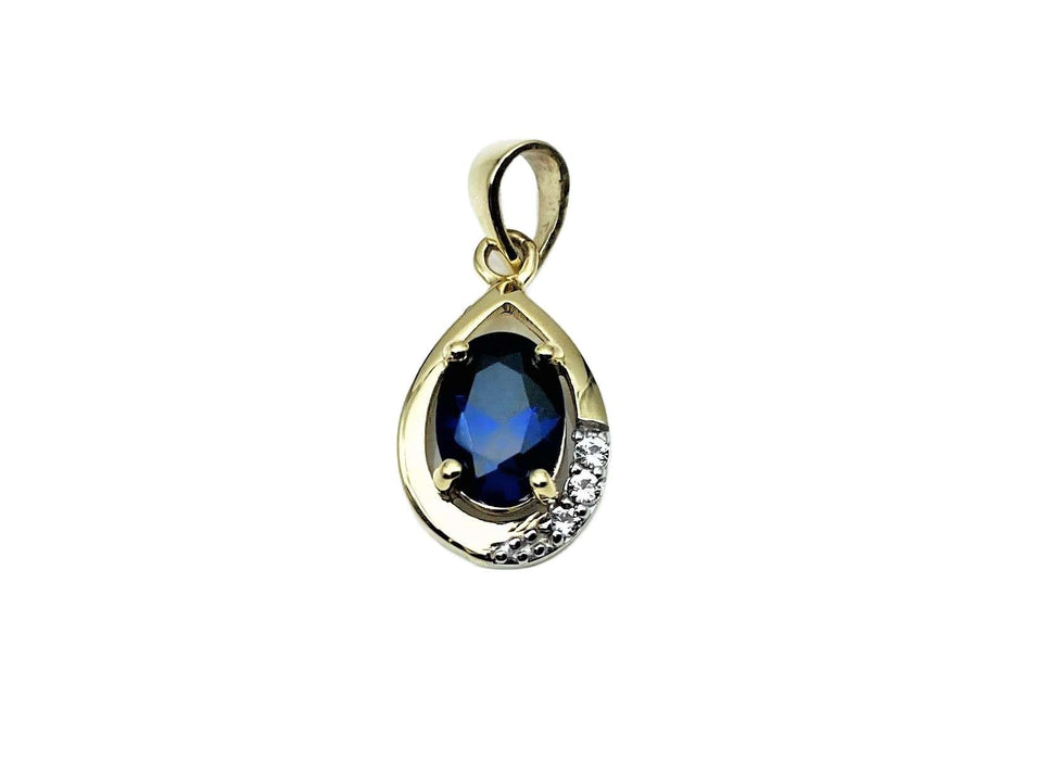 Anhaenger mit Safir und Topas in Tropfenform | Gold