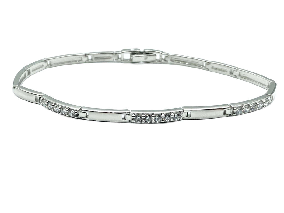 Armband mit Zirkonia und Schließe | Silber