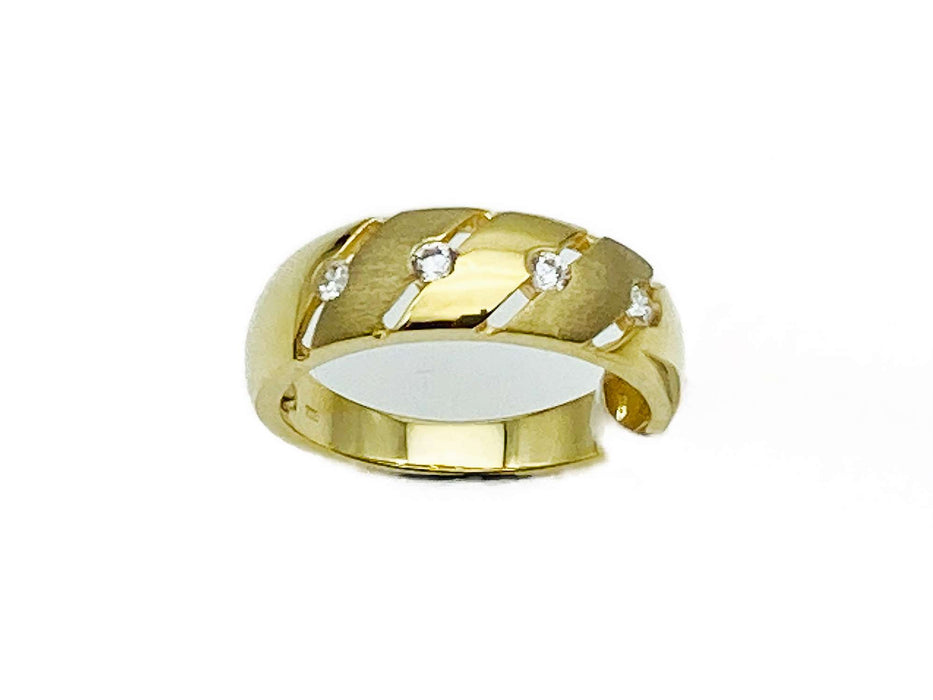 Bandring mattiert/poliert mit Zirkonia | Gold