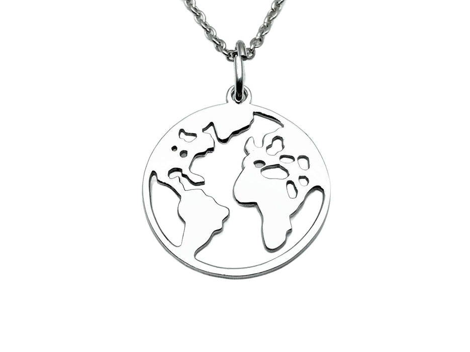 Collier mit Weltkarte/ Globus | Silber