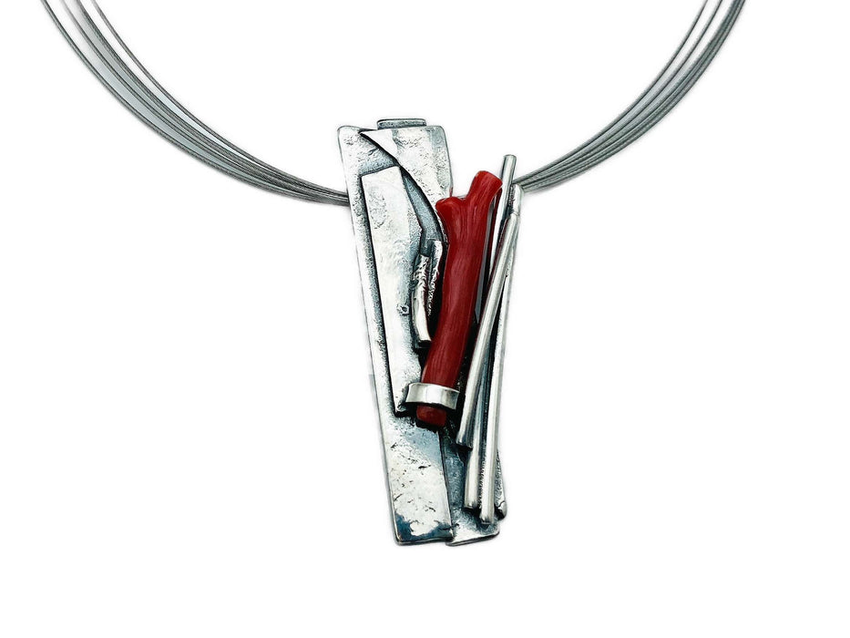 Collier mt echt Koralle Silber