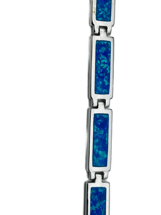 Armband mit synthetischem Opal in leuchtend blau | Silber