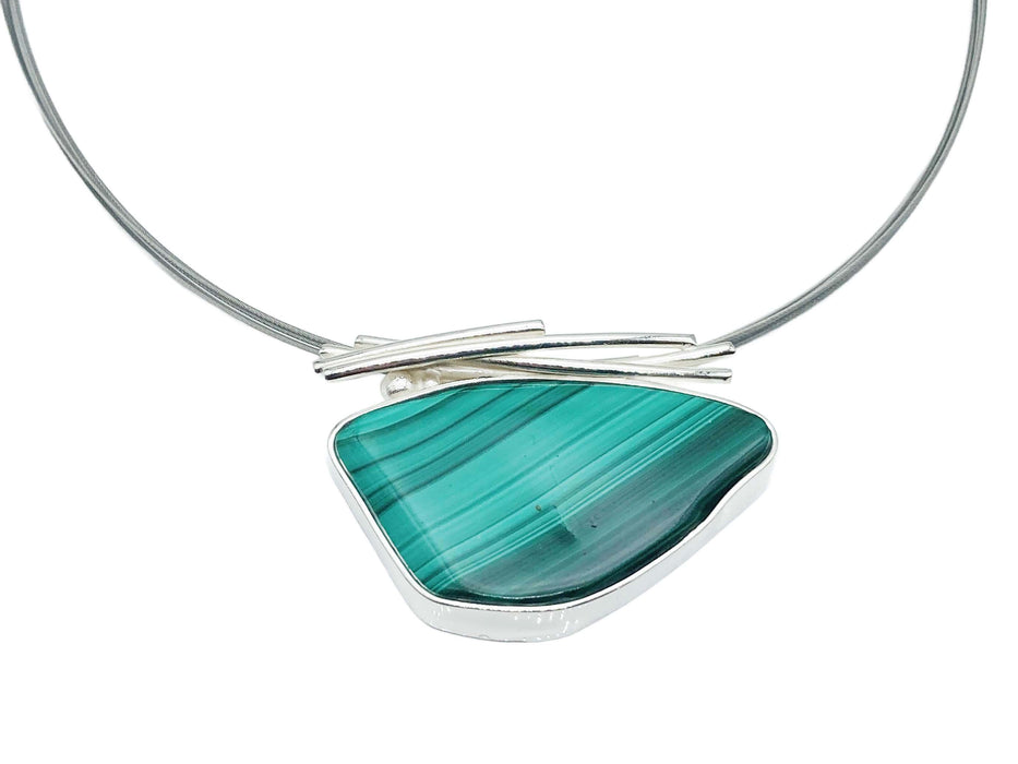 Collier mit echtem Malachit | Silber