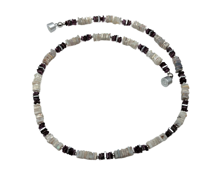 Collier echt Granat/Hämatit/Opal | Magnetschließe