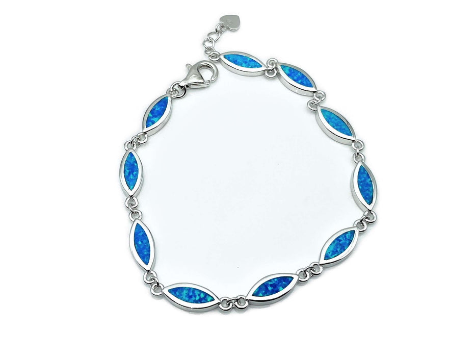 Armband mit synth.Opal blau | Silber