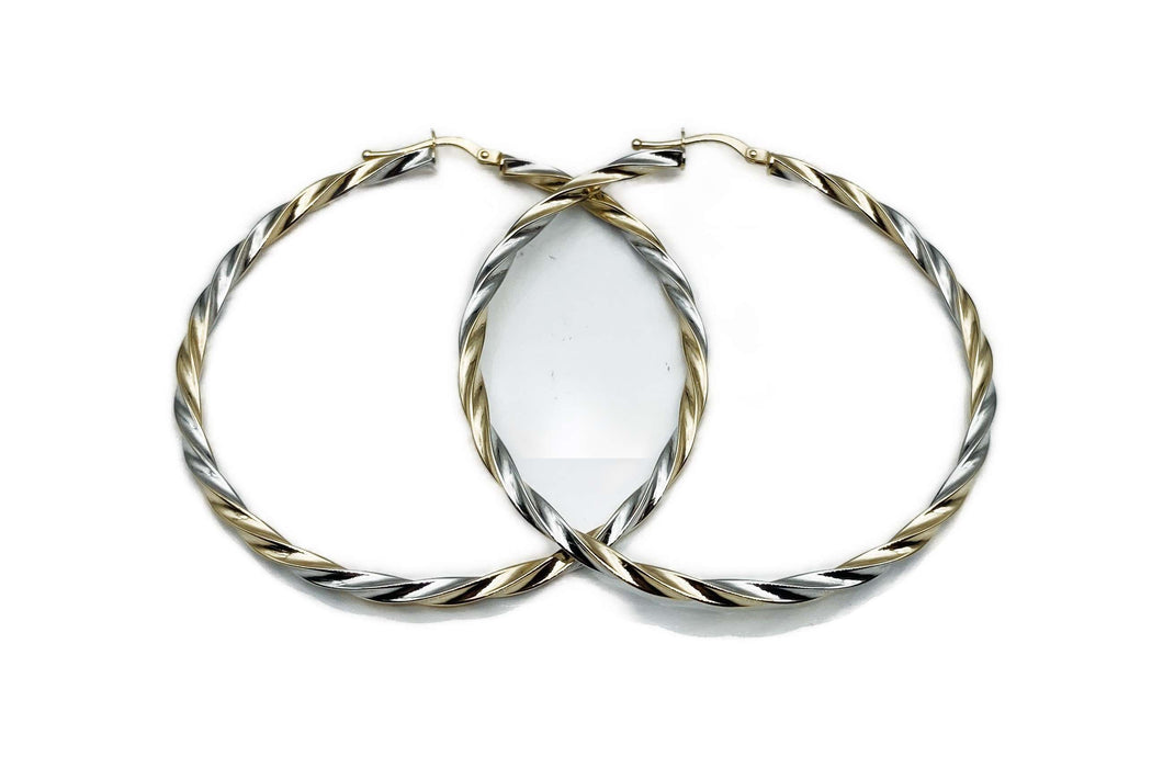 Creole groß mit Kordel bicolor | Gold