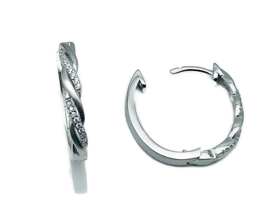Creolen im Kordeldesign mit Zirkonia | Silber