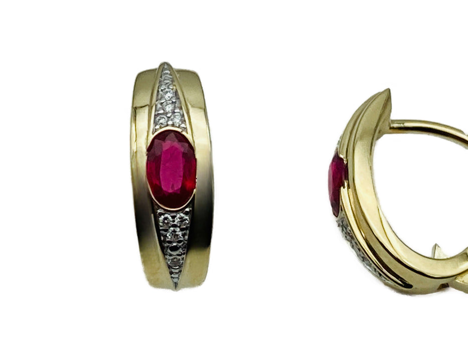 Creolen mit echt Rubin und Brillant | 585/-