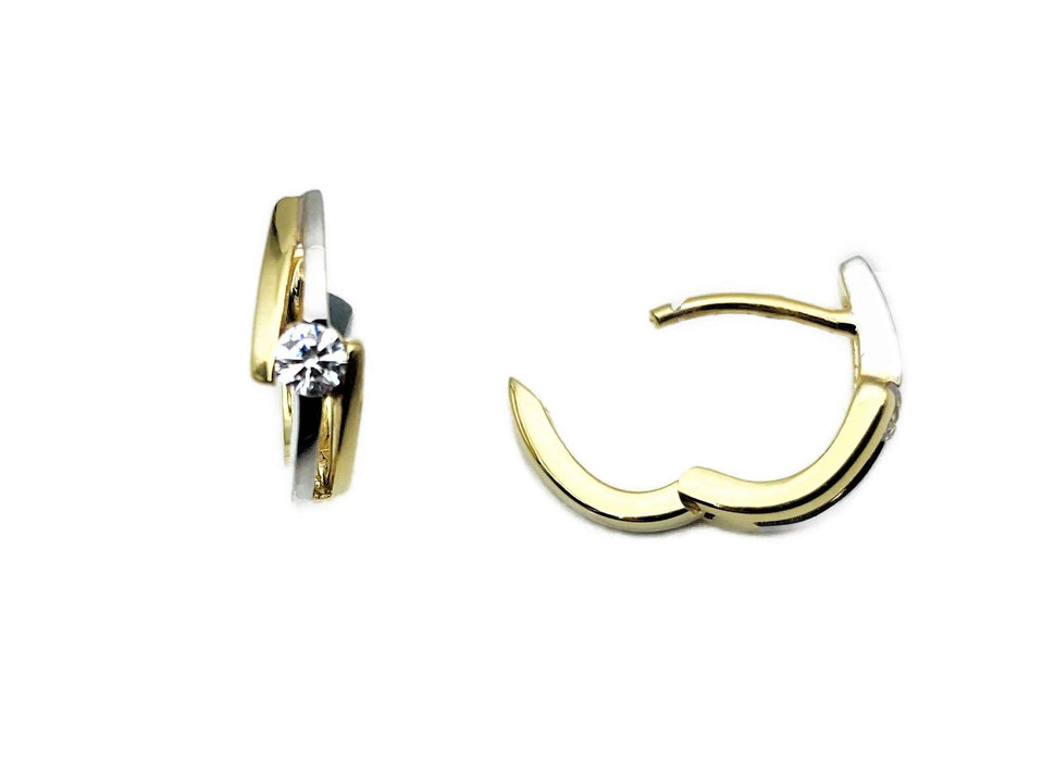 Creolen zweifarbig mit Zirkonia/Granat/Blautopas | Gold