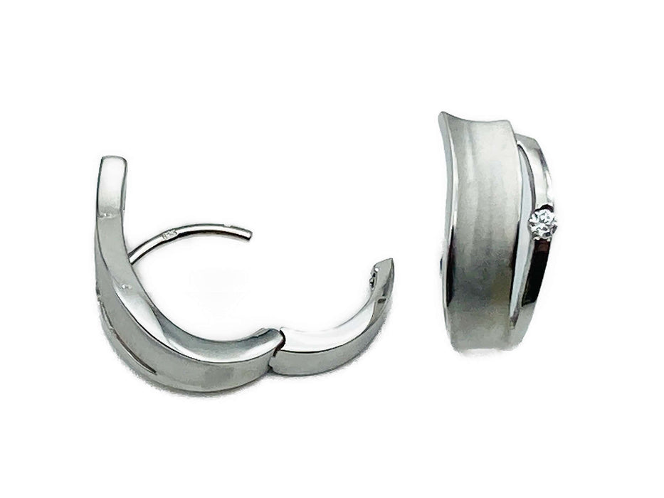 Creolen mit Zirkonia satiniert und geschwungen | Silber