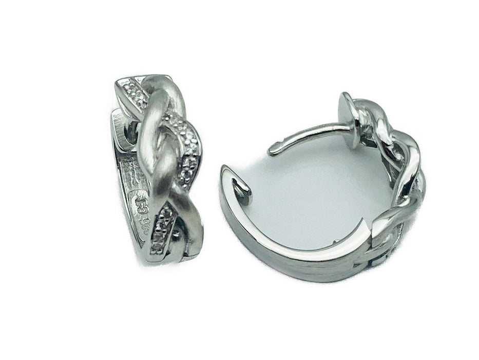 Creolen mit Flechtmuster und Zirkonia | Silber