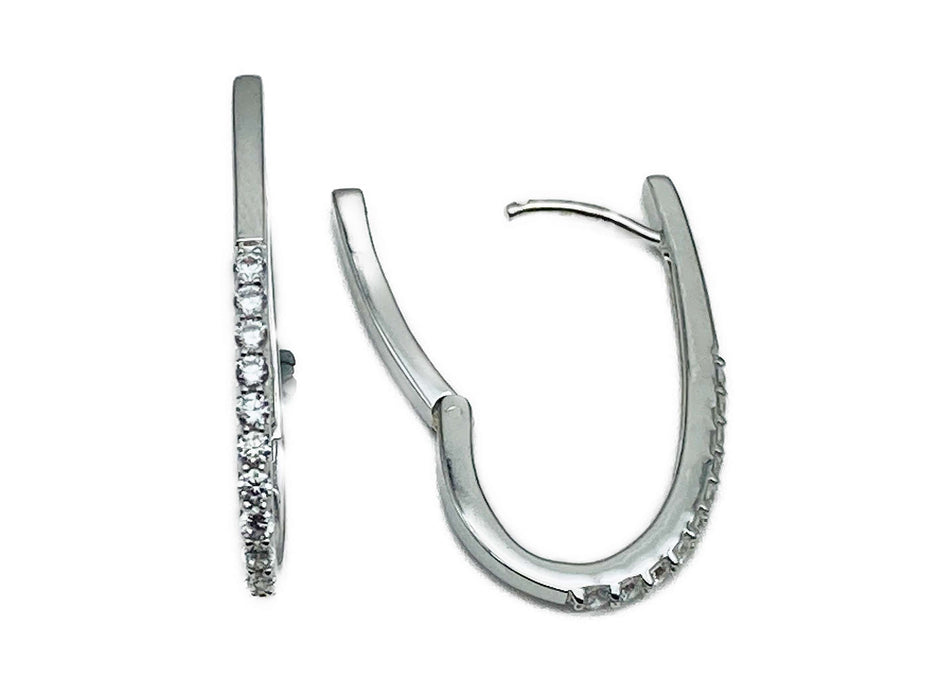Lange Scharniercreolen mit Zirkonia | Silber