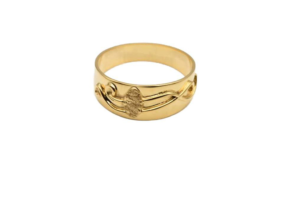 Goldring mit Navette und Zierbelötung