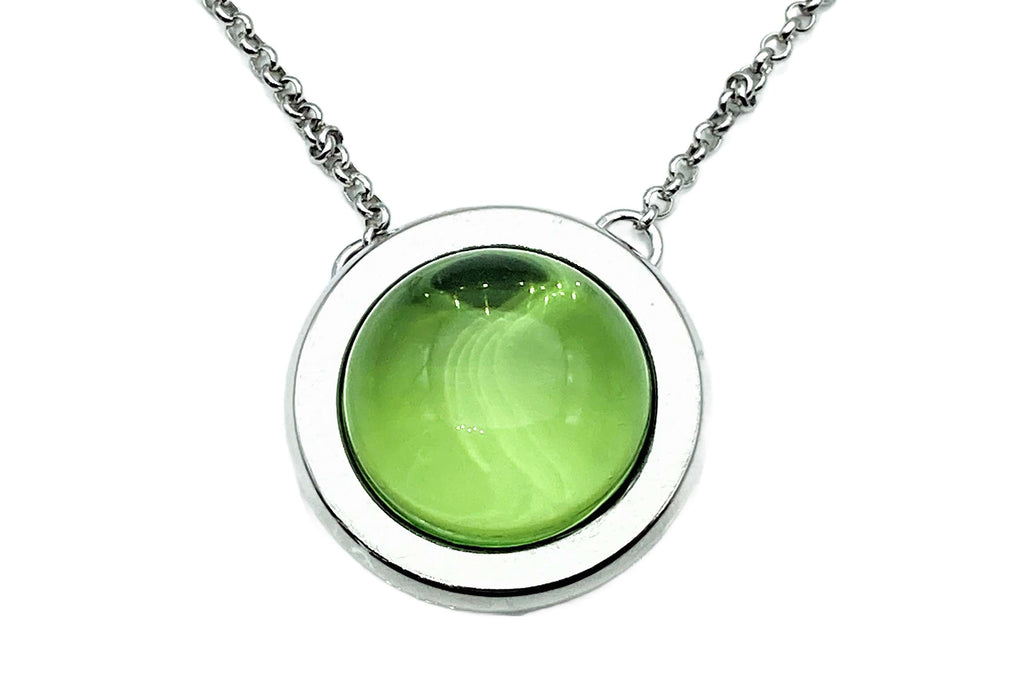 Collier mit grünem Bernstein aus der Karibik | Silber
