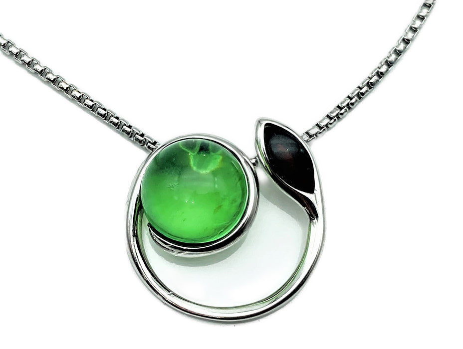 Collier Karibischer Bernstein mit Granat | Silber