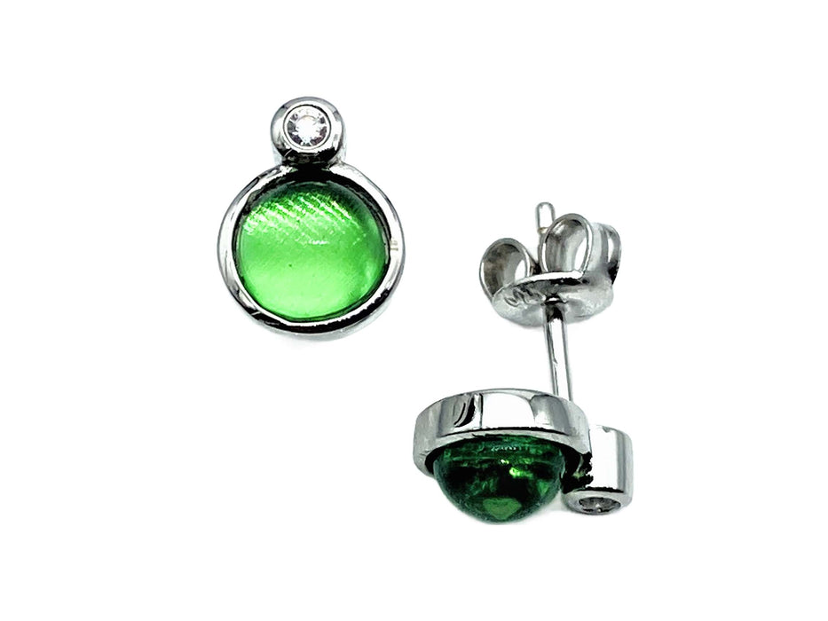 Ohrstecker mit grünem Bernstein aus der Karibik | Silber
