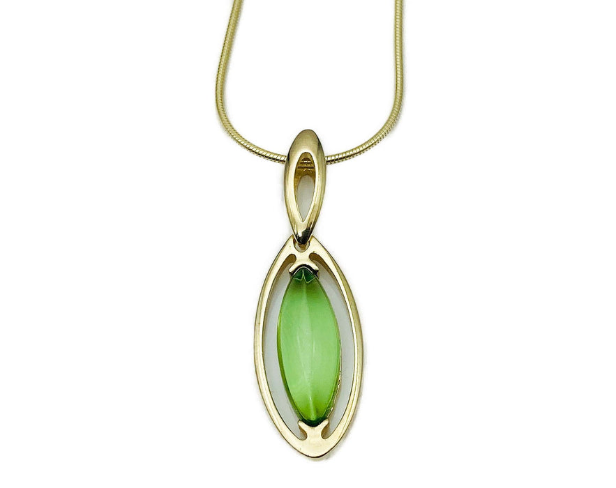 Collier in Navette-Form mit Karibischem Bernstein | 925/- vergoldet
