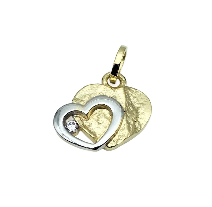 Anhaenger Herz bicolor mit Zirkonia | Gold
