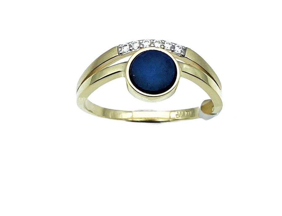 Lapislazuli-Ring mit Zirkonia | Gold