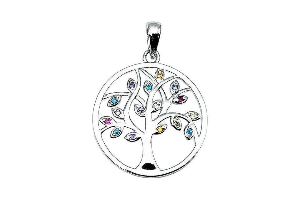 Anhaenger Lebensbaum Multicolor | Silber