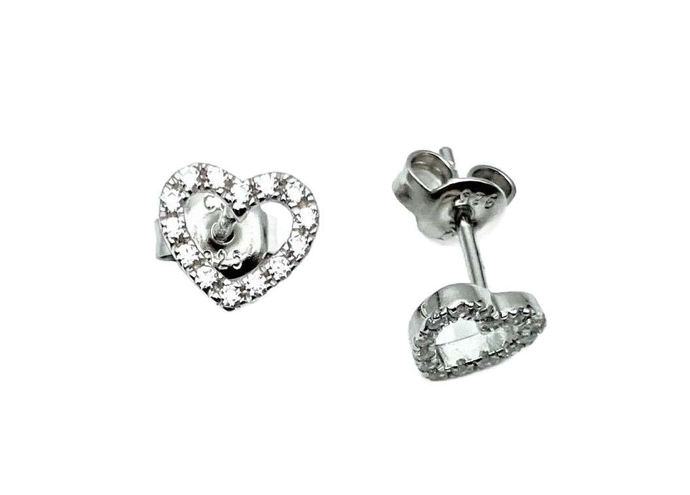 Herz-Ohrstecker mit Zirkonia | Silber