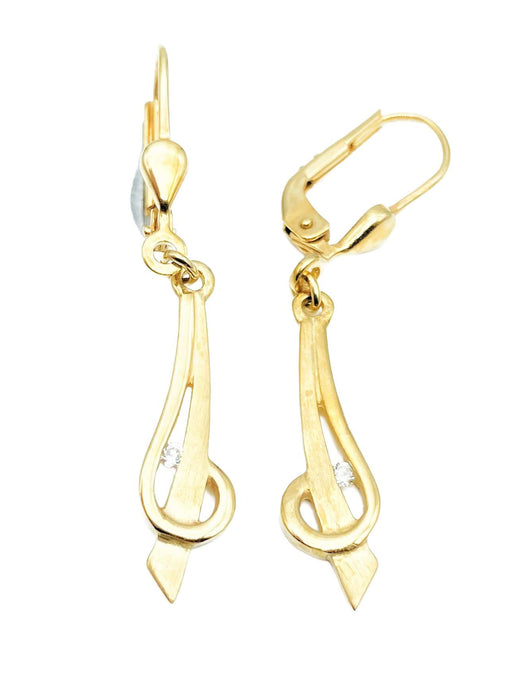 Ohrhänger matt & glänzend mit Zirkonia | Gold