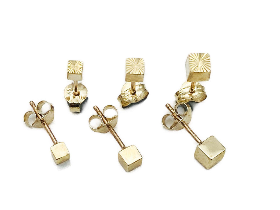 Ohrstecker Würfel mit Schliff | Gold