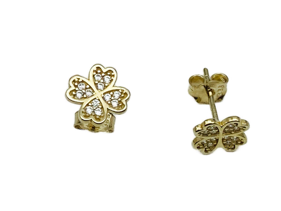 Ohrstecker Kleeblatt mit Zirkonia | Gold