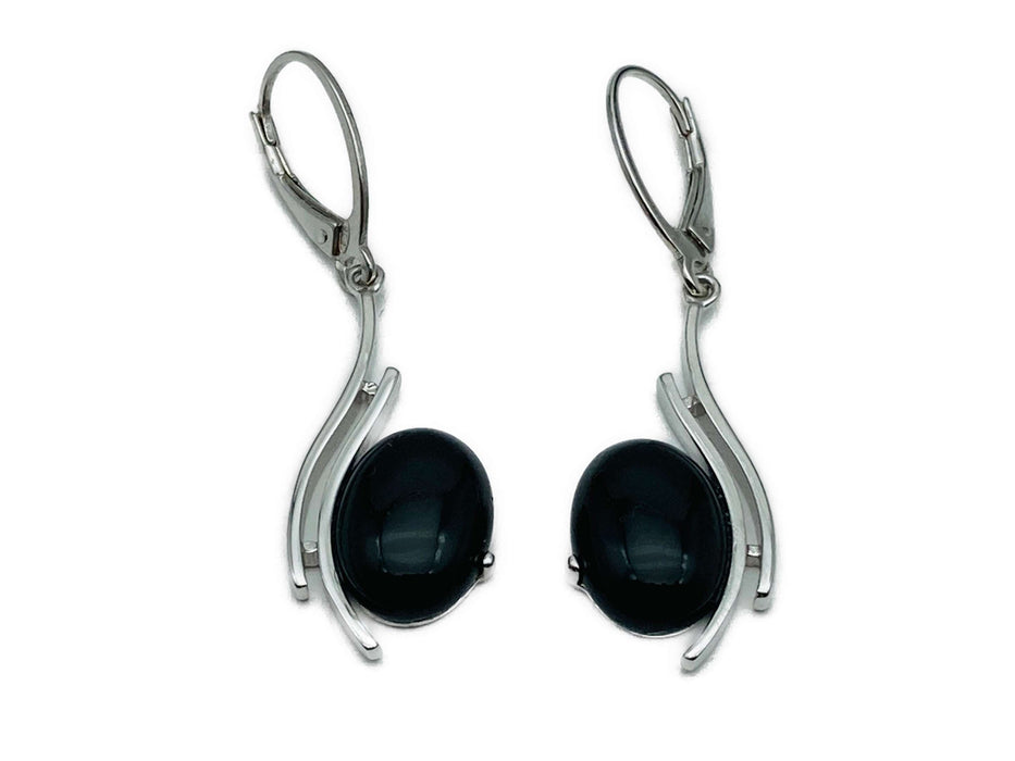 Modische Ohrhänger mit Onyx | Silber