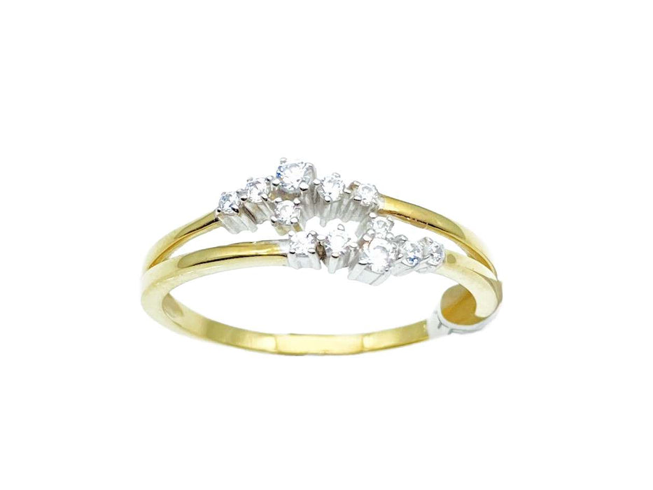Ringmit Zirkonia im Chaton zweifarbig | Gold