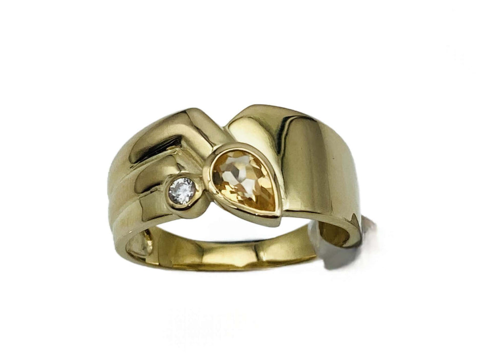 Breiter Goldring mit echtem Goldtopas | 333/-