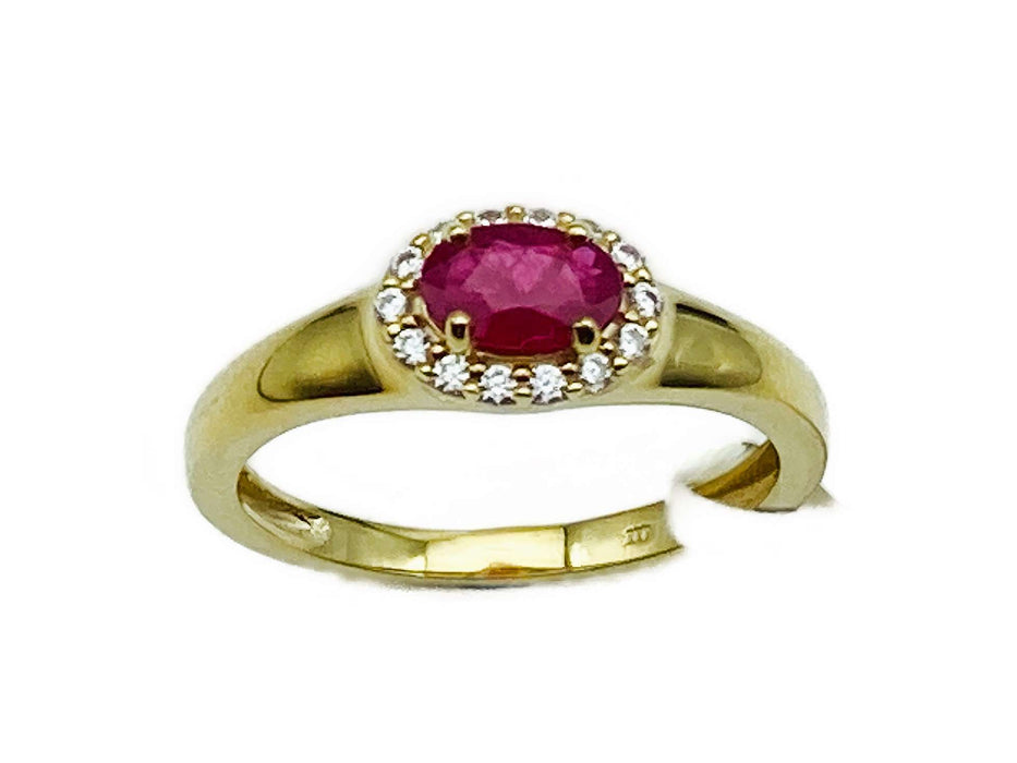 Ring mit echtem Rubin und Zirkonia | Gold
