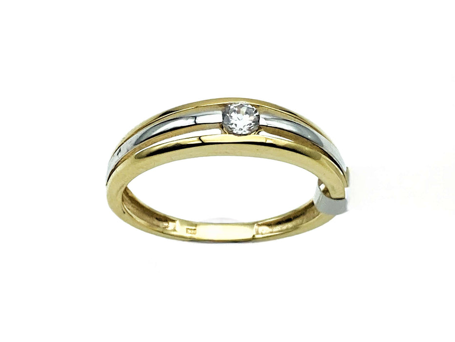Zweifarbiger Ring mit Zirkonia | Gold