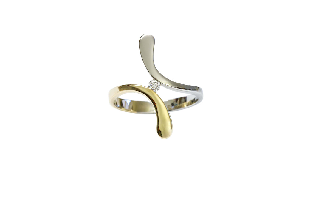 Platinring Venue mit Brillant und 585/-Gold Handarbeit