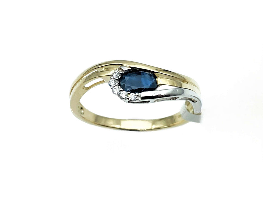 Safir-Ring mit Brillanten | 585/-