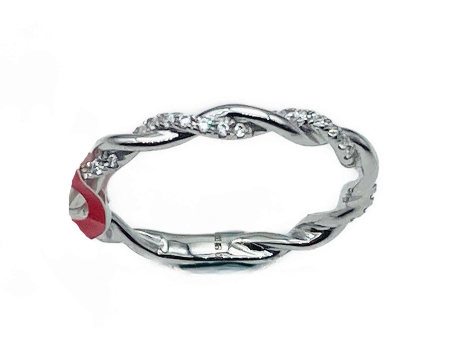 Kordel-Ring mit Zirkonia | Weißgold