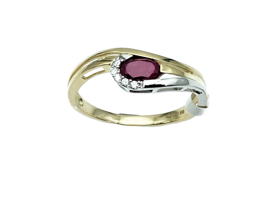 Rubin-Ring mit Brillanten | 585/-