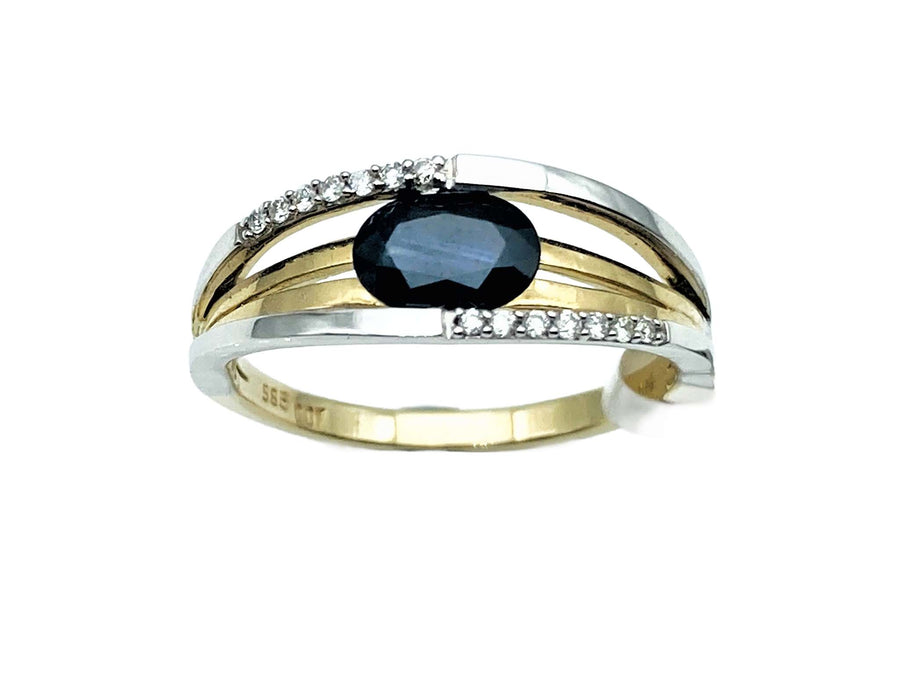 Safir-Ring mit Brillanten | 585/-