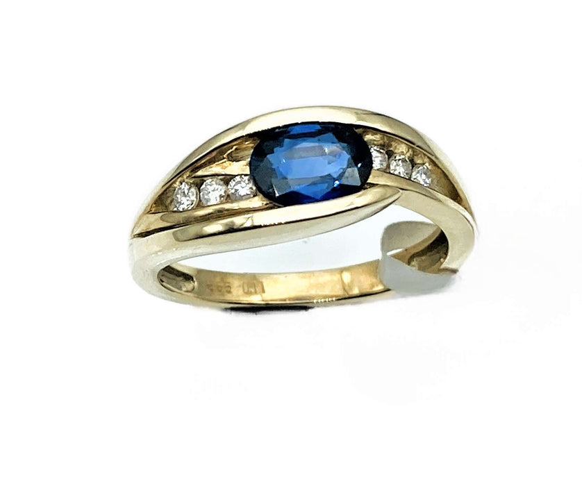 Safir-Ring mit Brillanten | 585/-