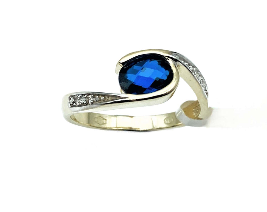 Safir-Ring mit Zirkonia | Gold